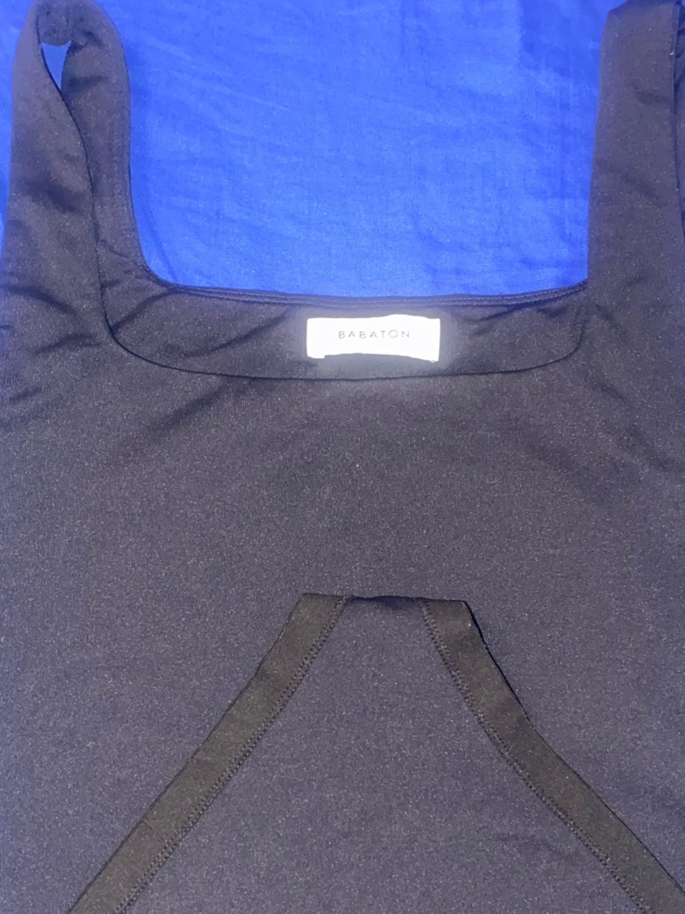 Babaton Black Square-Neck Tank with Subtle Stitch Detailing